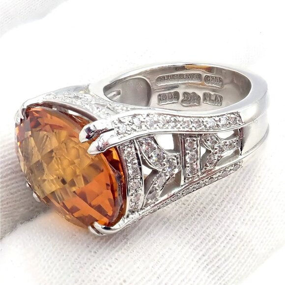 Kieselstein Cord Platinum 2.5ct Diamond Golden Citrine Cockatil Ring 1999 sz 6.5 - Picture 10 of 15
